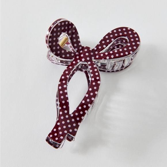 Urban Outfitters Accessories - Pom Polka Dot Draped Bow Resin Claw Hair Clip